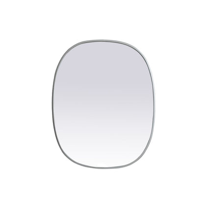 Metal Frame Oval Mirror 24x30 Inch in Silver