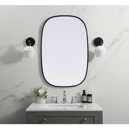 Metal Frame Oval Mirror 24x36 Inch in Black