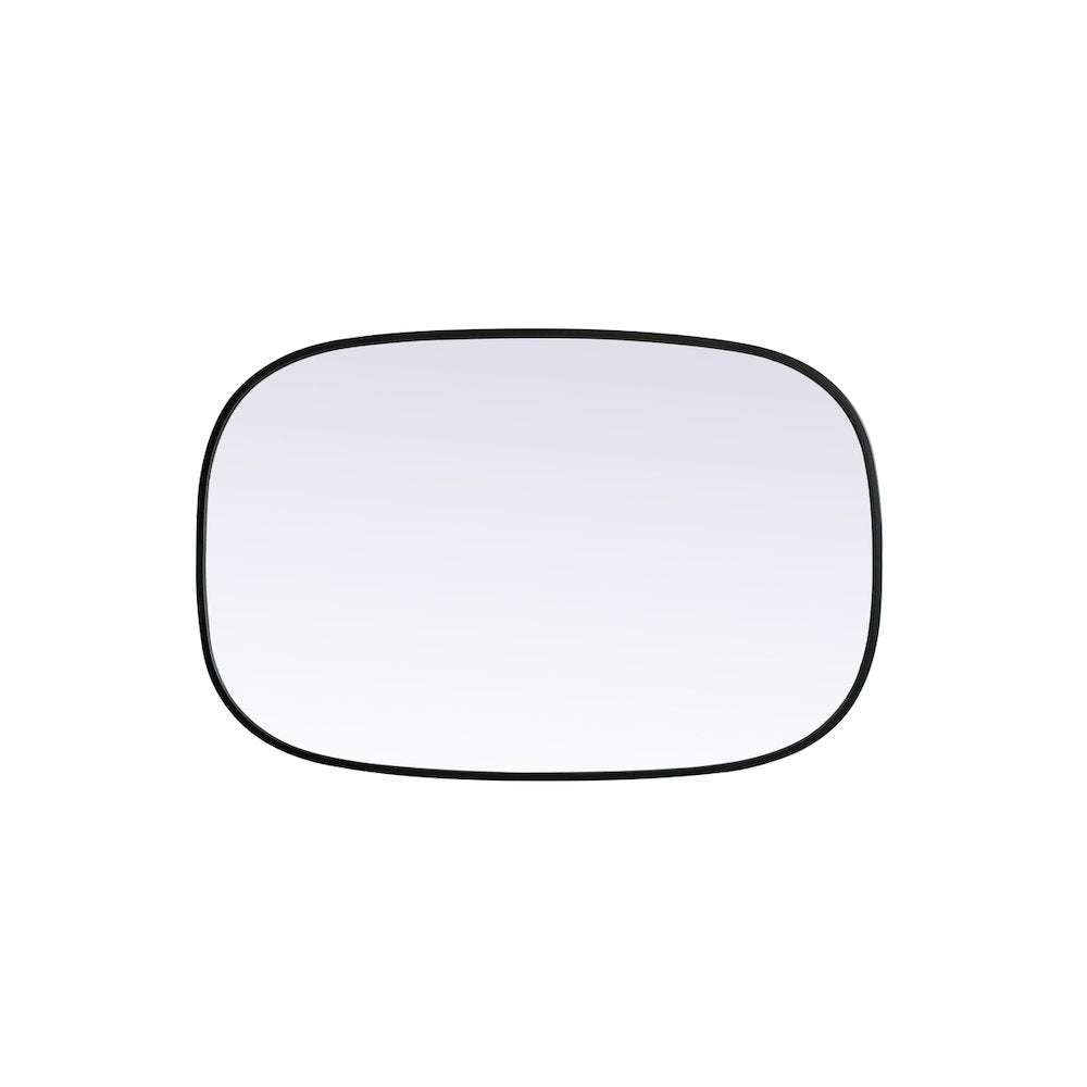 Metal Frame Oval Mirror 24x36 Inch in Black
