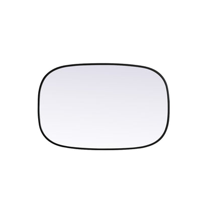 Metal Frame Oval Mirror 24x36 Inch in Black