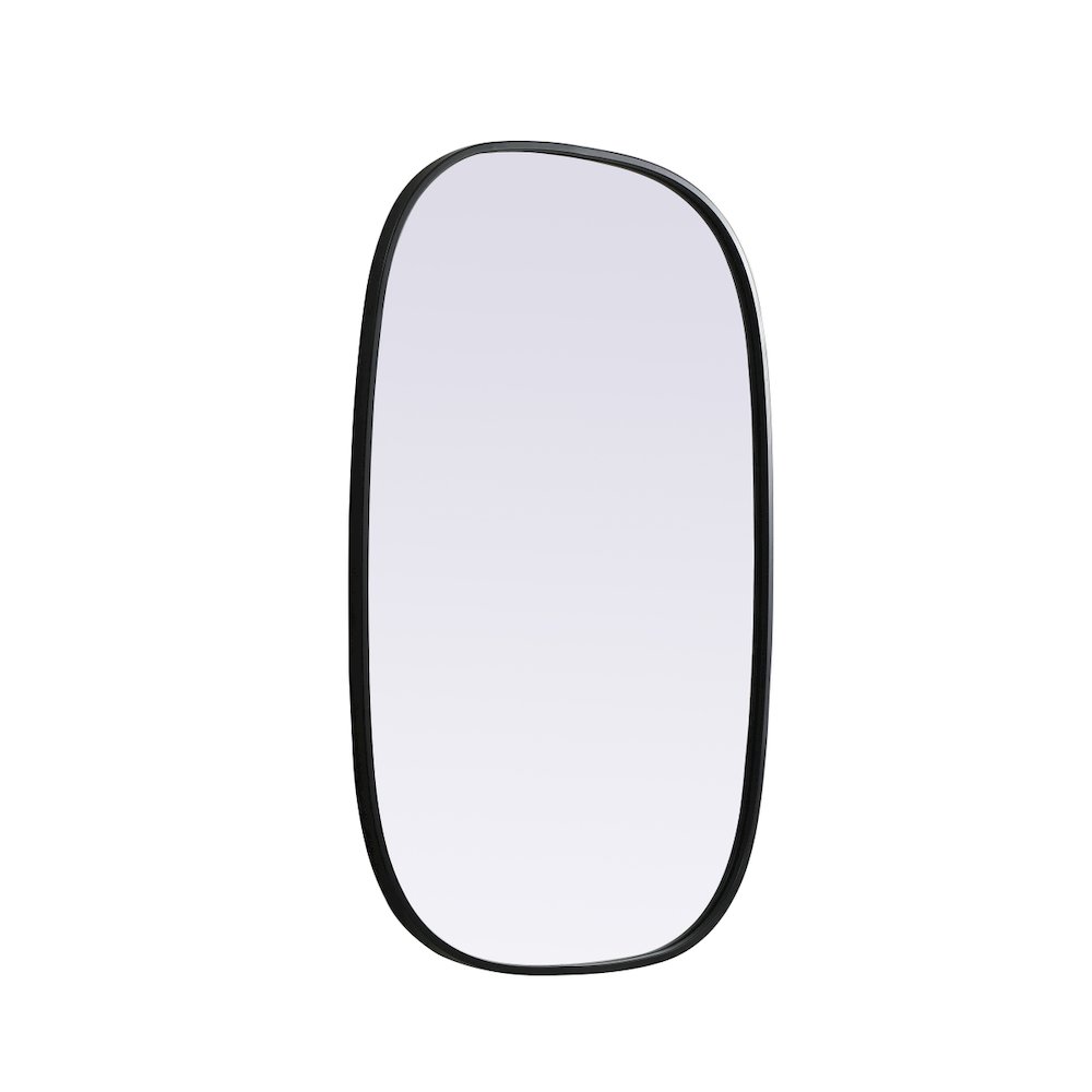 Metal Frame Oval Mirror 24x36 Inch in Black