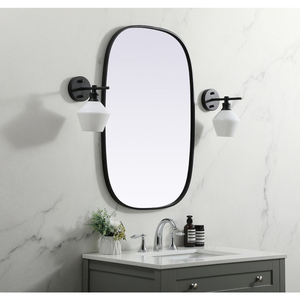 Metal Frame Oval Mirror 24x36 Inch in Black