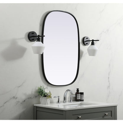Metal Frame Oval Mirror 24x36 Inch in Black