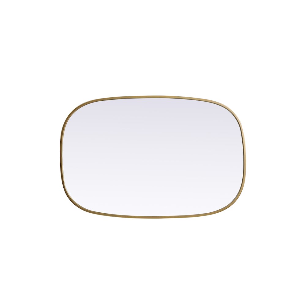 Metal Frame Oval Mirror 24x36 Inch in Brass