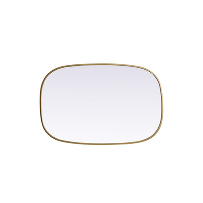 Metal Frame Oval Mirror 24x36 Inch in Brass