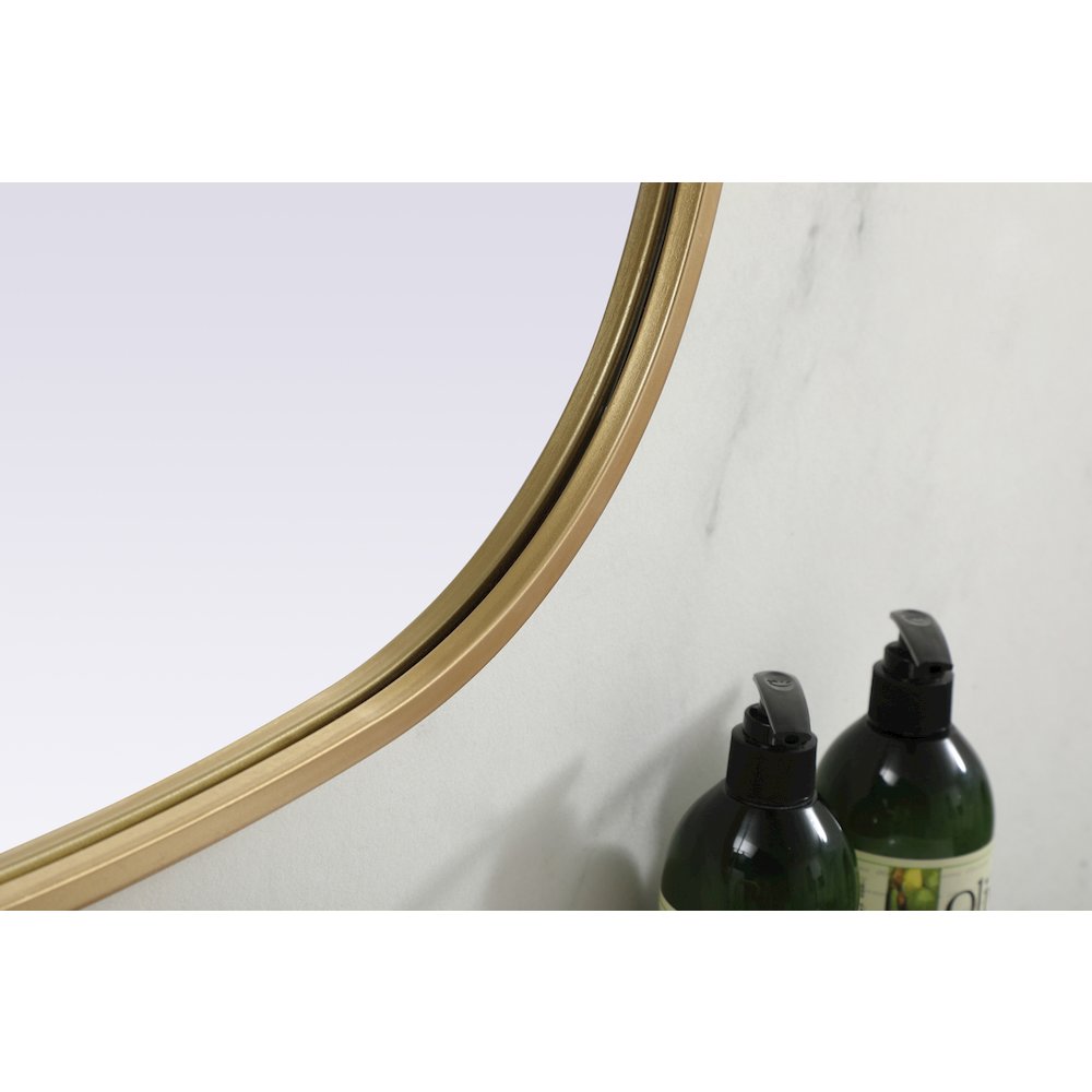 Metal Frame Oval Mirror 24x36 Inch in Brass