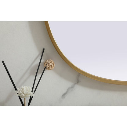 Metal Frame Oval Mirror 24x36 Inch in Brass