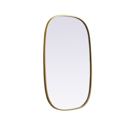 Metal Frame Oval Mirror 24x36 Inch in Brass