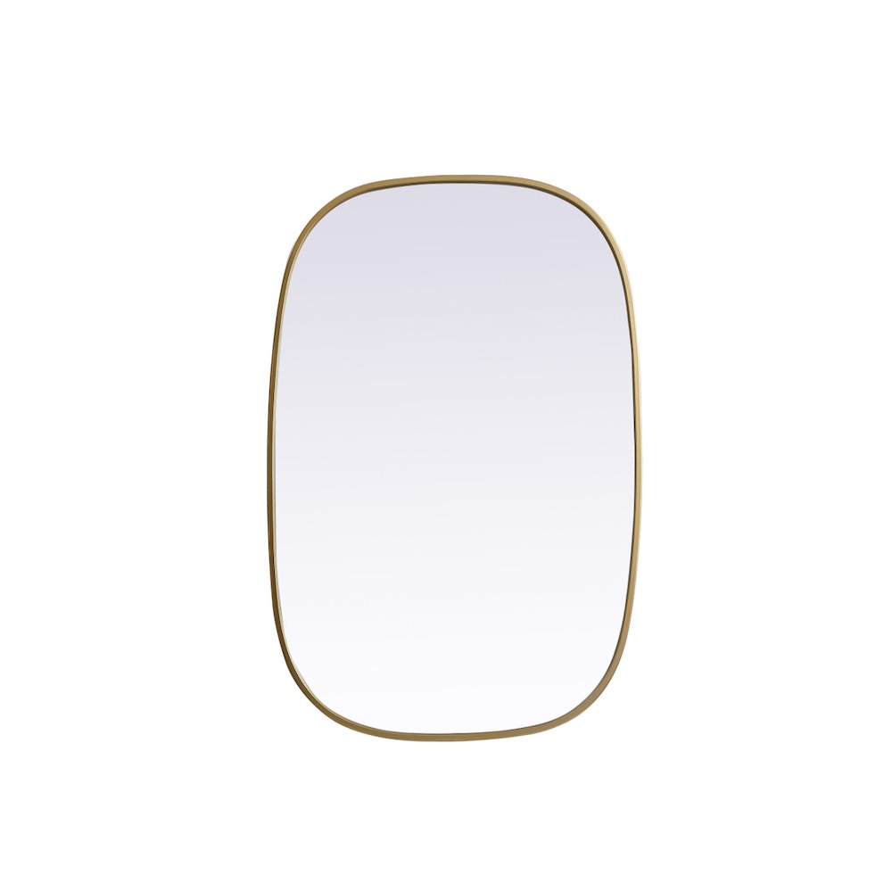 Metal Frame Oval Mirror 24x36 Inch in Brass
