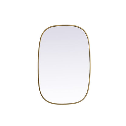 Metal Frame Oval Mirror 24x36 Inch in Brass