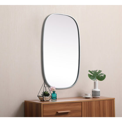 Metal Frame Oval Mirror 24x36 Inch in Silver