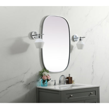 Metal Frame Oval Mirror 24x36 Inch in Silver