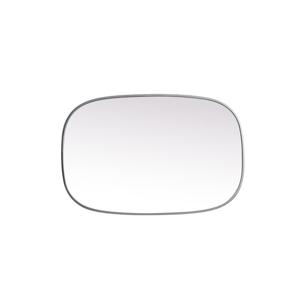 Metal Frame Oval Mirror 24x36 Inch in Silver