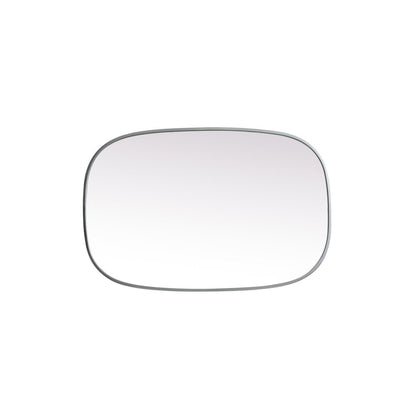 Metal Frame Oval Mirror 24x36 Inch in Silver