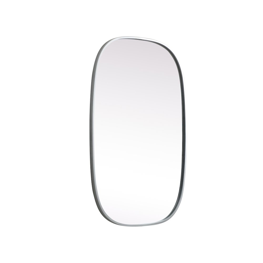 Metal Frame Oval Mirror 24x36 Inch in Silver