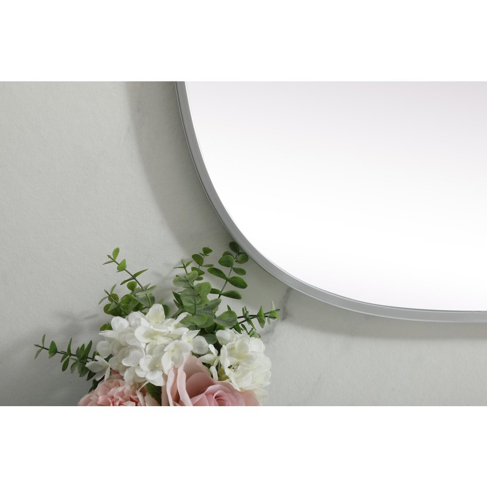 Metal Frame Oval Mirror 24x36 Inch in Silver