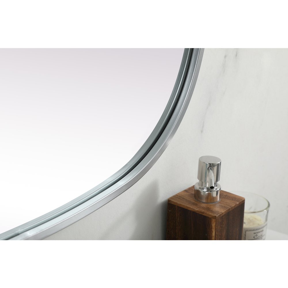 Metal Frame Oval Mirror 24x36 Inch in Silver