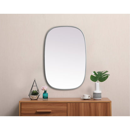 Metal Frame Oval Mirror 24x36 Inch in Silver