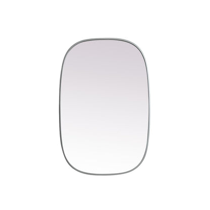 Metal Frame Oval Mirror 24x36 Inch in Silver