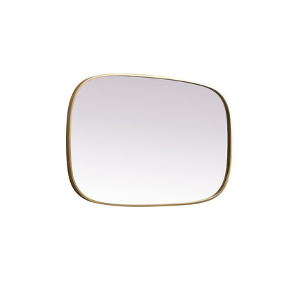 Metal Frame Oval Mirror 24x40 Inch in Brass