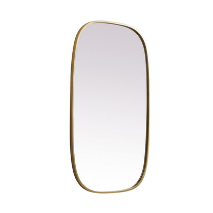 Metal Frame Oval Mirror 24x40 Inch in Brass