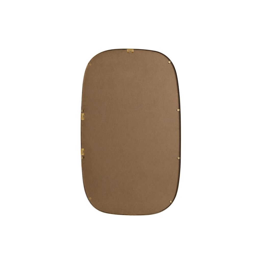Metal Frame Oval Mirror 24x40 Inch in Brass