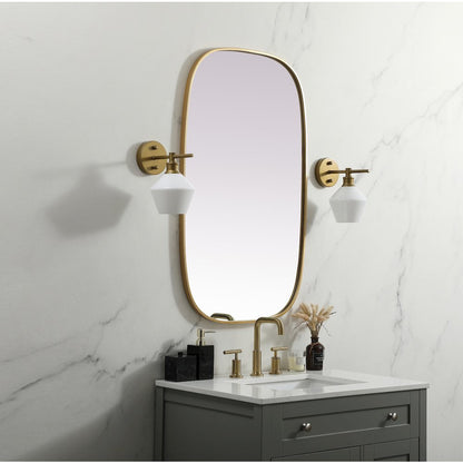 Metal Frame Oval Mirror 24x40 Inch in Brass