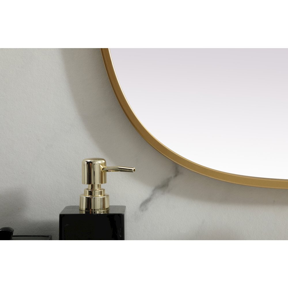 Metal Frame Oval Mirror 24x40 Inch in Brass