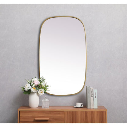 Metal Frame Oval Mirror 24x40 Inch in Brass