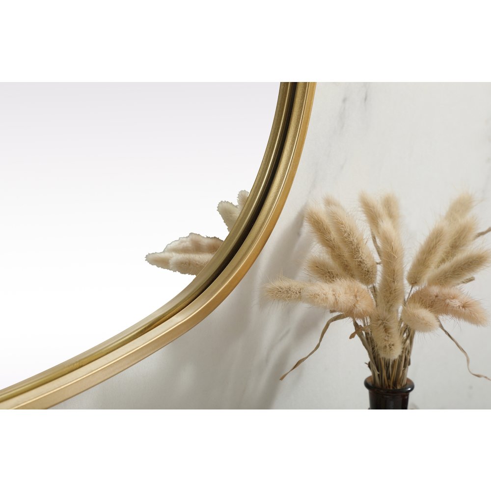 Metal Frame Oval Mirror 24x40 Inch in Brass