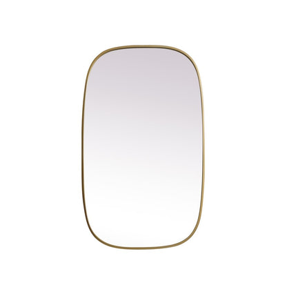 Metal Frame Oval Mirror 24x40 Inch in Brass