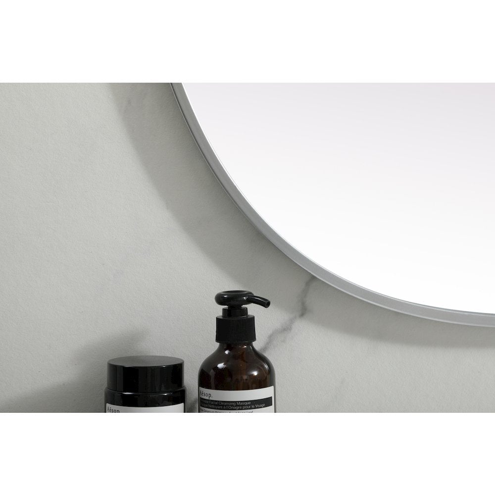 Metal Frame Oval Mirror 27x36 Inch in Silver
