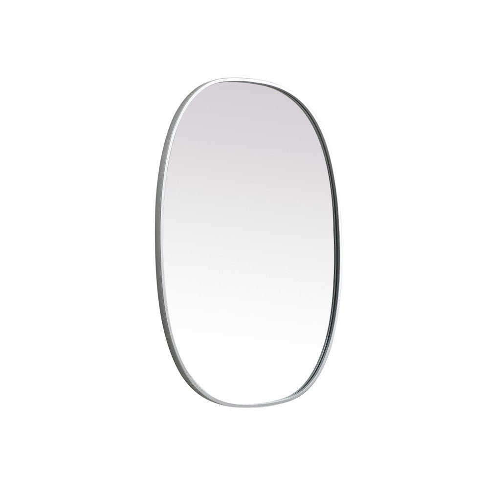 Metal Frame Oval Mirror 27x36 Inch in Silver