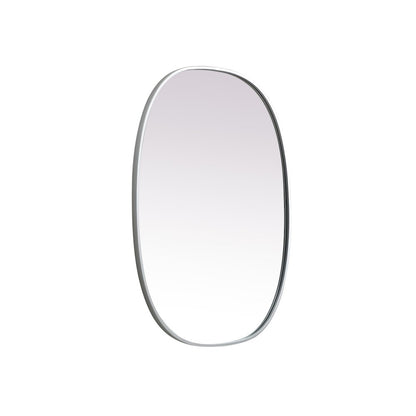 Metal Frame Oval Mirror 27x36 Inch in Silver