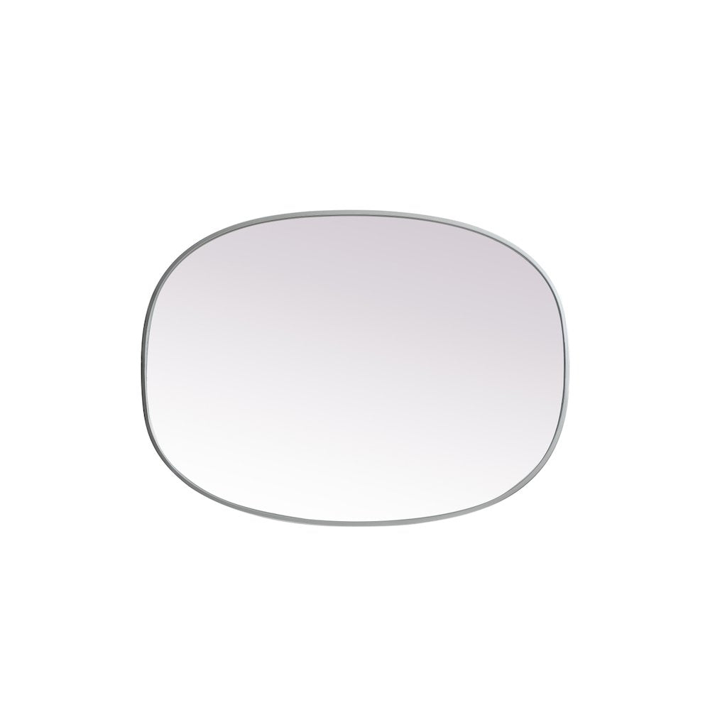 Metal Frame Oval Mirror 27x36 Inch in Silver