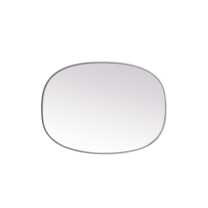 Metal Frame Oval Mirror 27x36 Inch in Silver