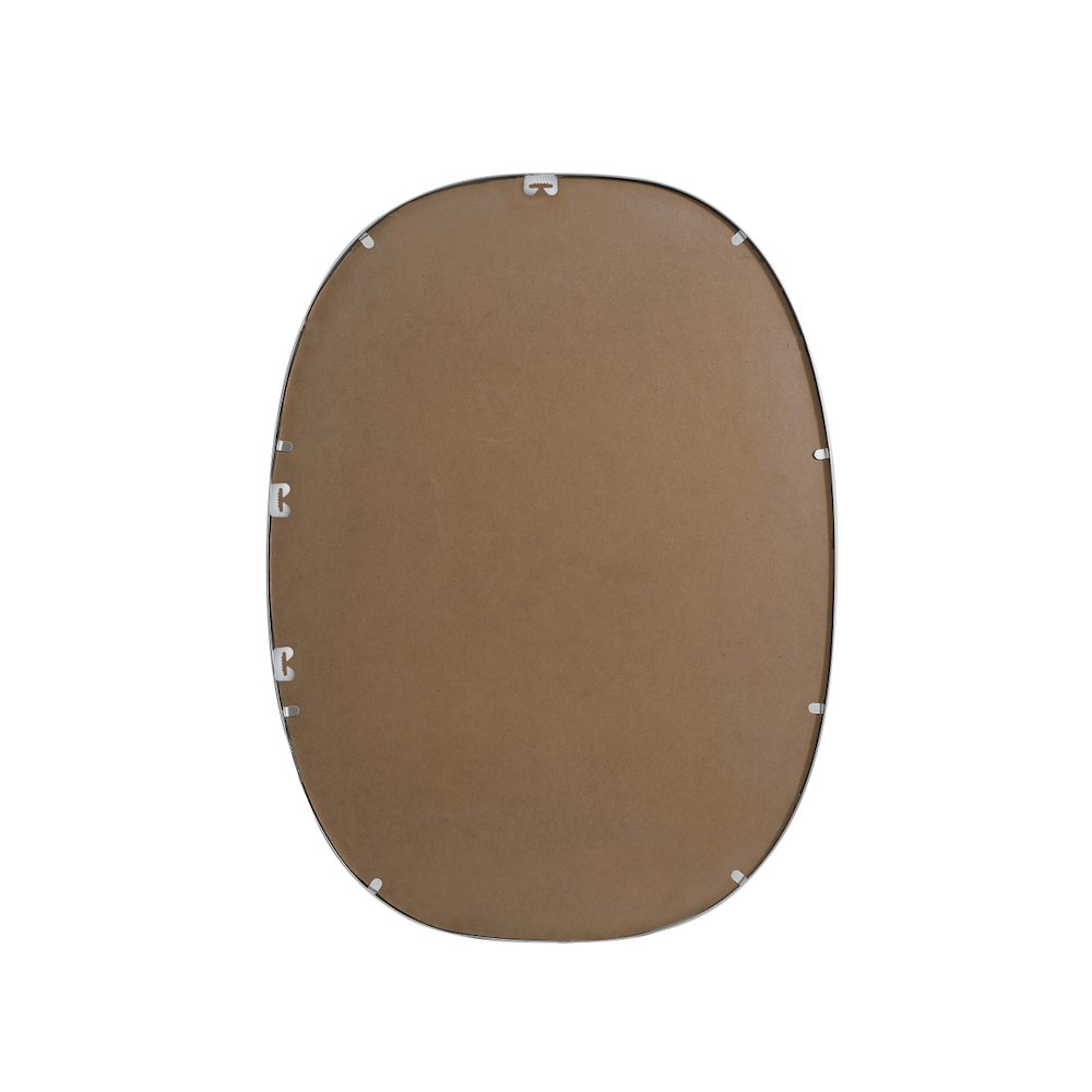 Metal Frame Oval Mirror 27x36 Inch in Silver
