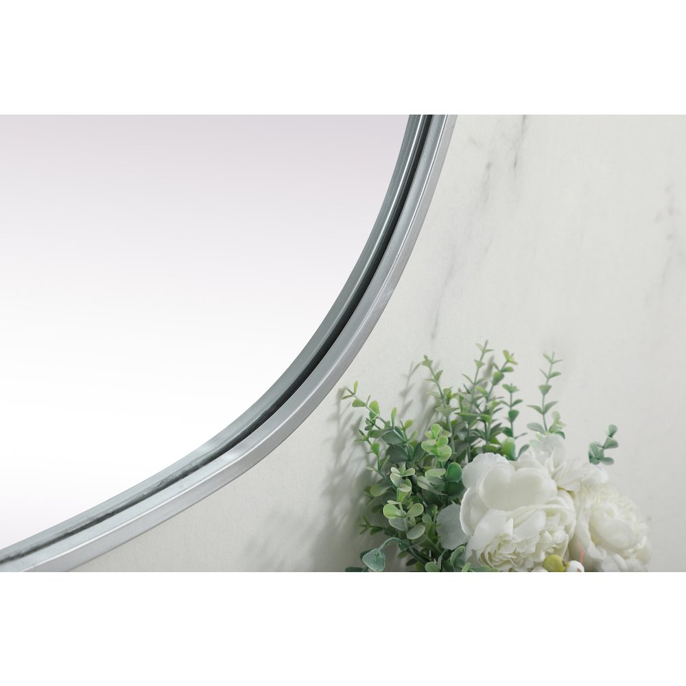 Metal Frame Oval Mirror 27x36 Inch in Silver