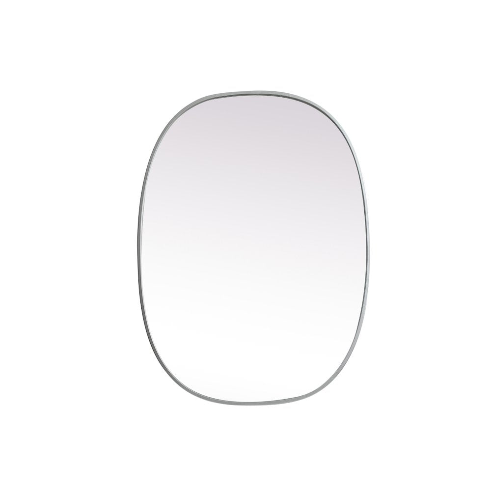 Metal Frame Oval Mirror 27x36 Inch in Silver