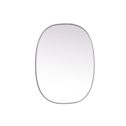 Metal Frame Oval Mirror 27x36 Inch in Silver