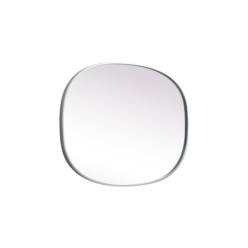 Metal Frame Oval Mirror 27x36 Inch in Silver