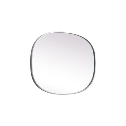 Metal Frame Oval Mirror 27x36 Inch in Silver