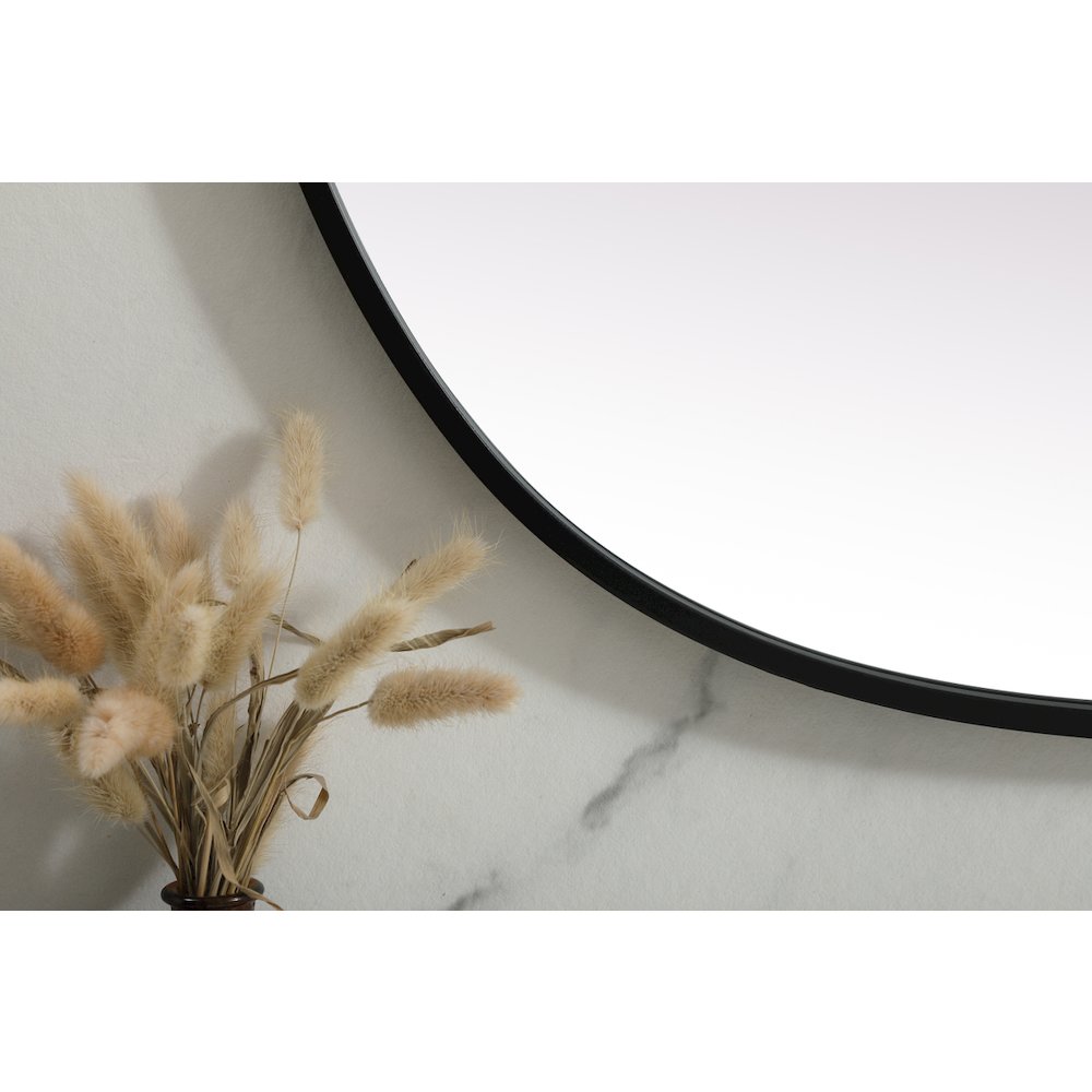 Metal Frame Oval Mirror 30x36 Inch in Black