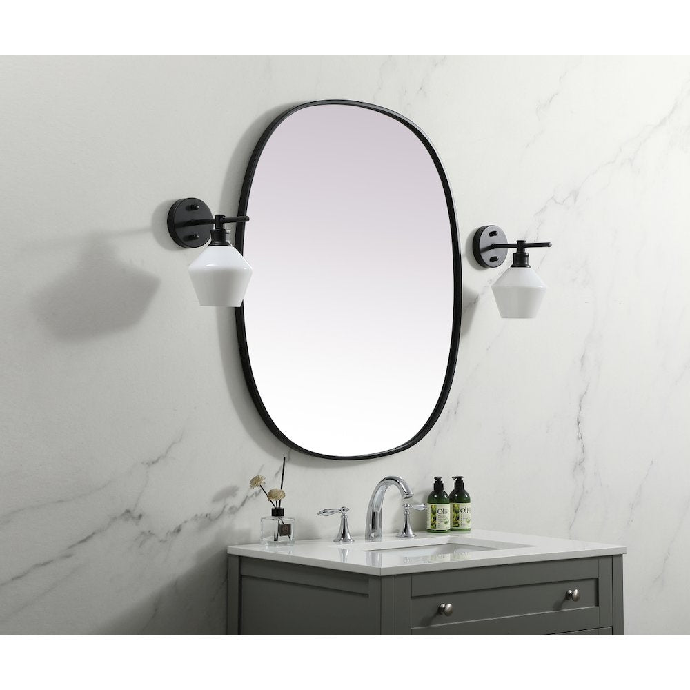 Metal Frame Oval Mirror 30x36 Inch in Black