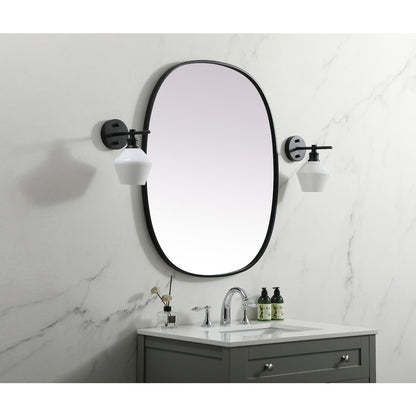 Metal Frame Oval Mirror 30x36 Inch in Black