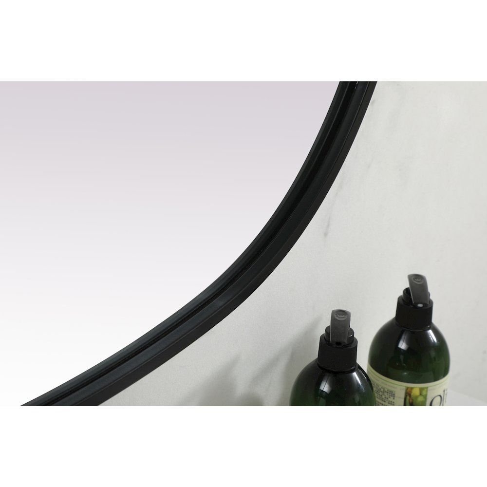 Metal Frame Oval Mirror 30x36 Inch in Black