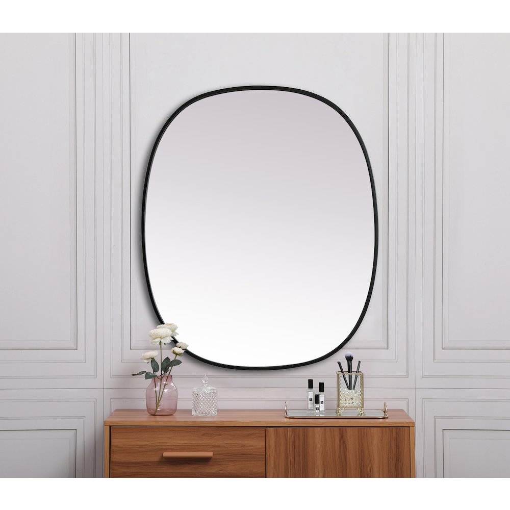 Metal Frame Oval Mirror 30x36 Inch in Black