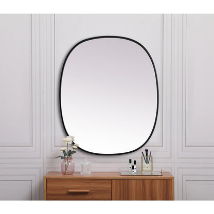 Metal Frame Oval Mirror 30x36 Inch in Black