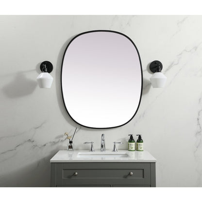 Metal Frame Oval Mirror 30x36 Inch in Black