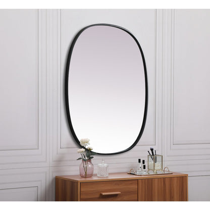 Metal Frame Oval Mirror 30x36 Inch in Black